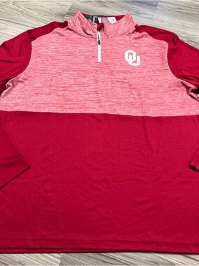 Captivating Apparel Oklahoma Sooners 1/4 zip Pullover Red White Men Size XL NWT